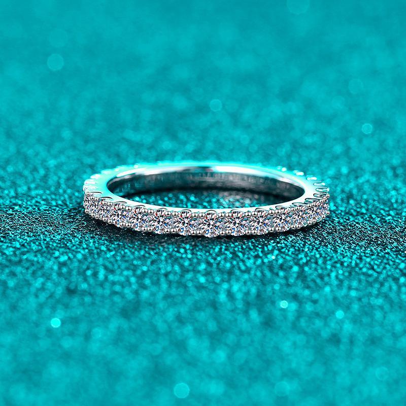 S925Sterling Silver Full Moissanite Rings Women's Starry Minimalist Band