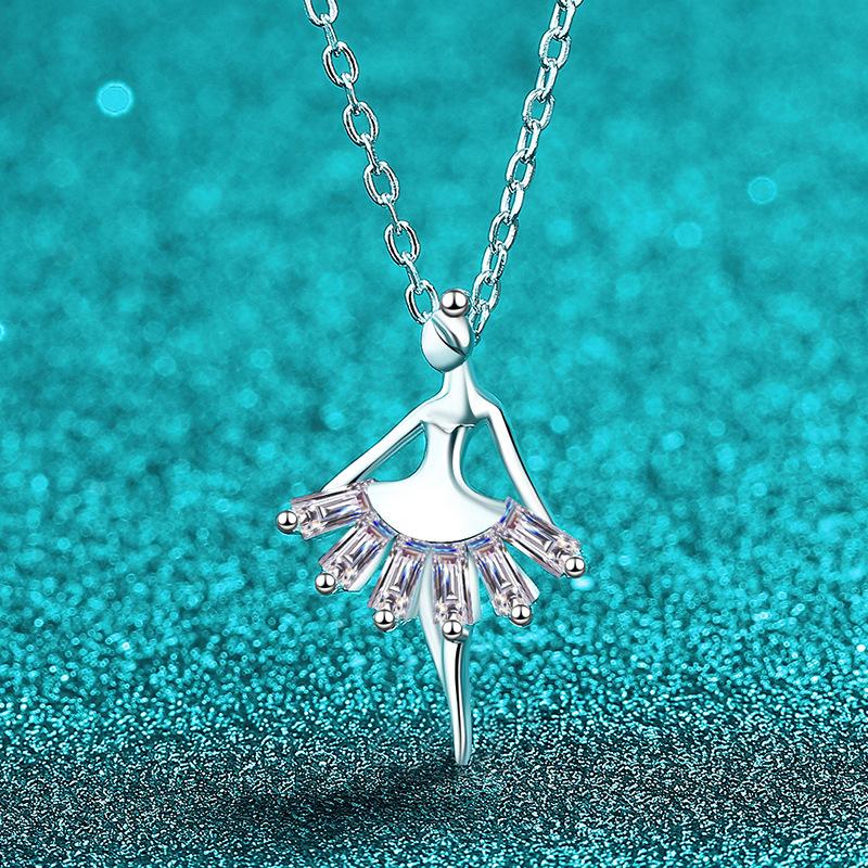 S925Sterling Silver Moissanite Necklace Women's Pendant