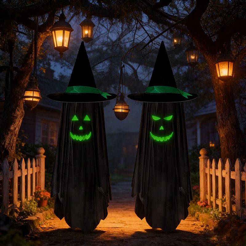 Halloween Glowing Ghost Wizard Hat Hanging Decoration