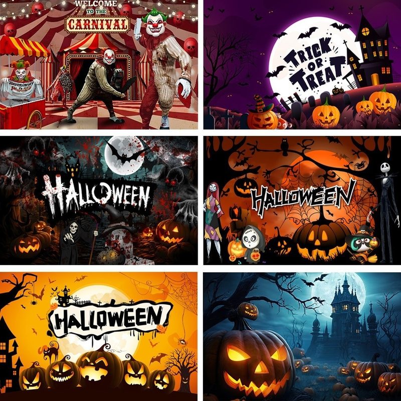 Halloween Party Background Banner Fabric 24 Designs Customizable