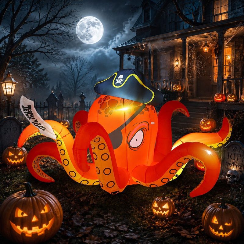 Halloween Pirate Octopus Inflatable Outdoor Yard Decoration